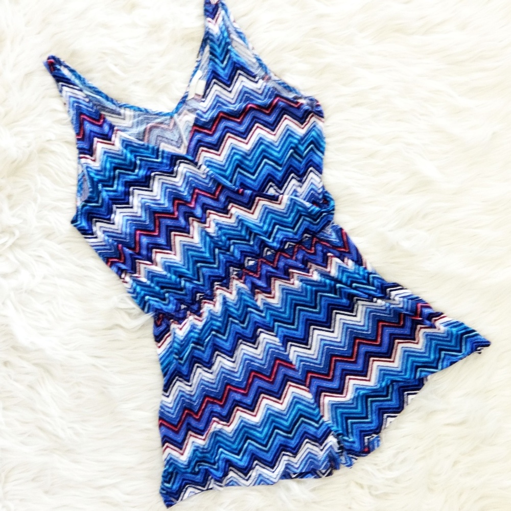 H&M Blue ZigZag Stripe Print Sleeveless Romper